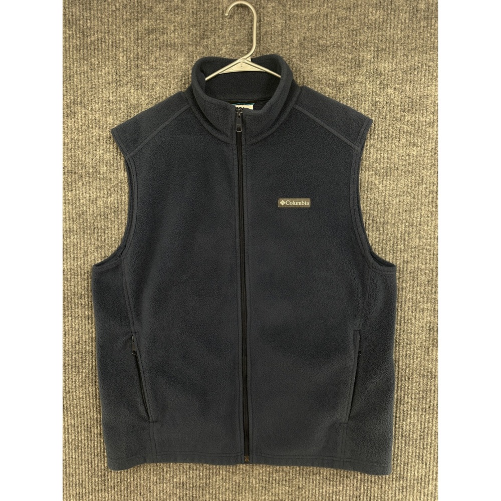 Columbia Fleece Vest Mens Large Navy Blue Excellent Steens Mountain Full Zip